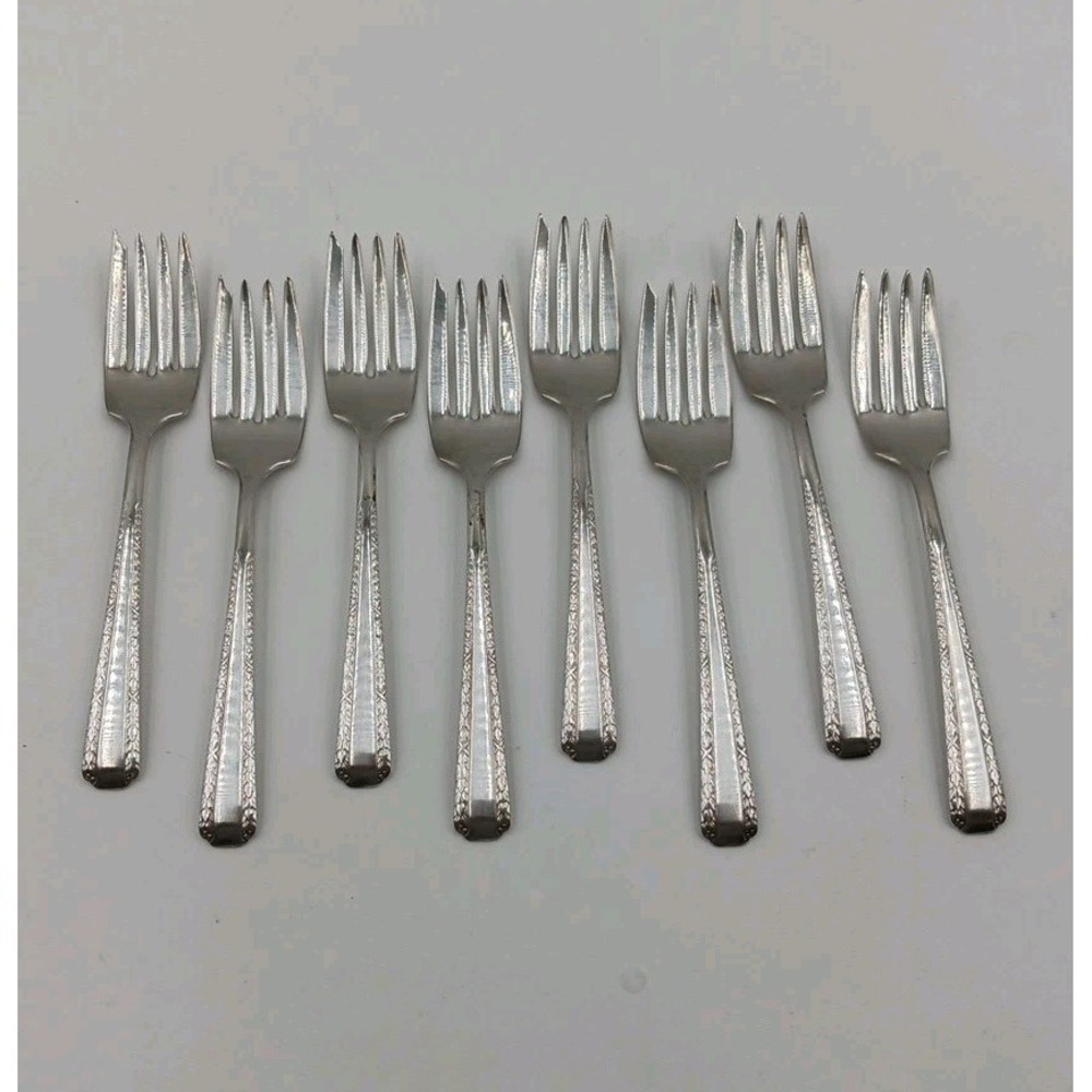 8 WB9 Williams Bros Silverplate Flatware Salad Forks